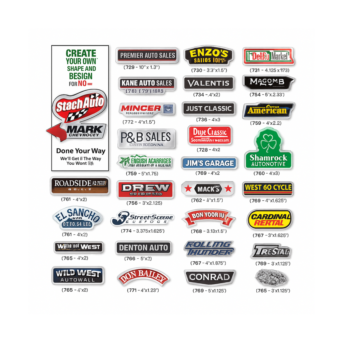 Trunk Decals - Chrome Poly Material (250/Pack)