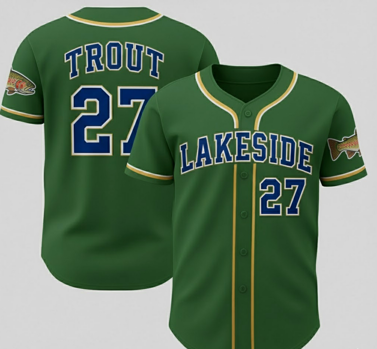 Lakeside Baseball jersey Trout fish branding