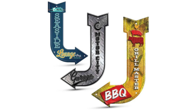 Aluminum Embossed J Arrow Signs No. 5012-AS1 6 ” x 20 ”