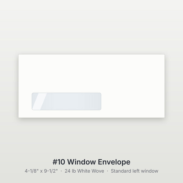 Blank #10 Window Envelopes, 24 lb White Wove, 4-1/8" x 9-1/2"