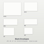 Envelope sizes shown to scale