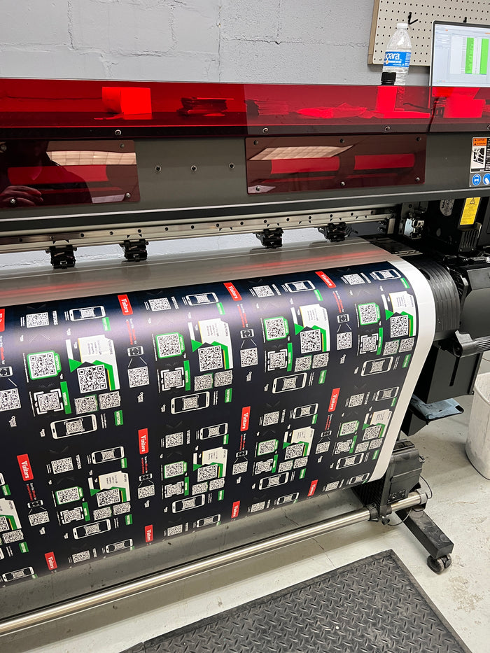 Wide format roll printer printing decals