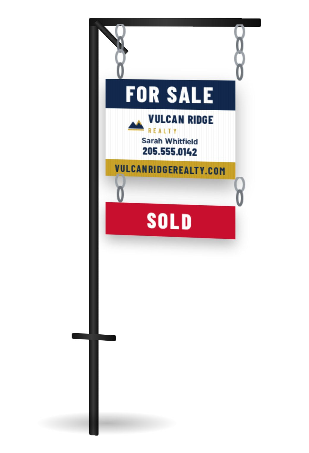 Metal Cross-Arm Sign Post, 55" Black Steel