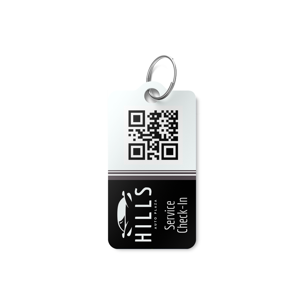 Custom printed plastic key tags with key rings for dealerships