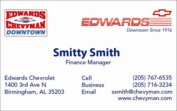 Edwards Chevrolet Business Card