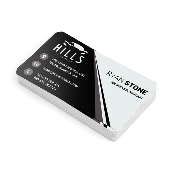 Full color printed plastic business cards for auto dealership sales teams