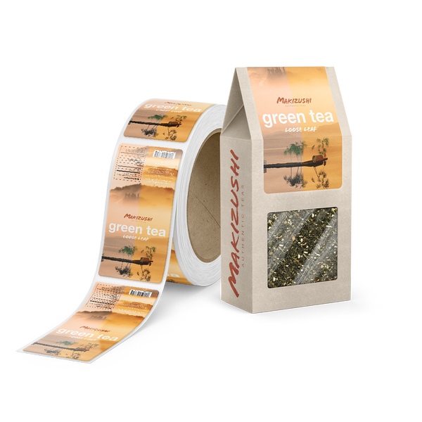 Custom printed roll labels on a roll for dealership packaging and branding